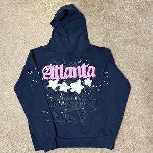 Navy blue “atlanta” sp5der hoodie
